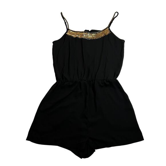 Women's Sleeveless Scoop Embellished Neck Romper Playsuit Size S Casual Festival - Picture 2 of 12